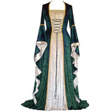 Historical Velvet Long Bell Sleeve Medieval Court Long Dress Floor-Length Gown