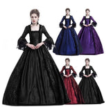 Historical Lace Stitching Medieval Dress Long Bell Sleeves Palace Retro Style Victorian European