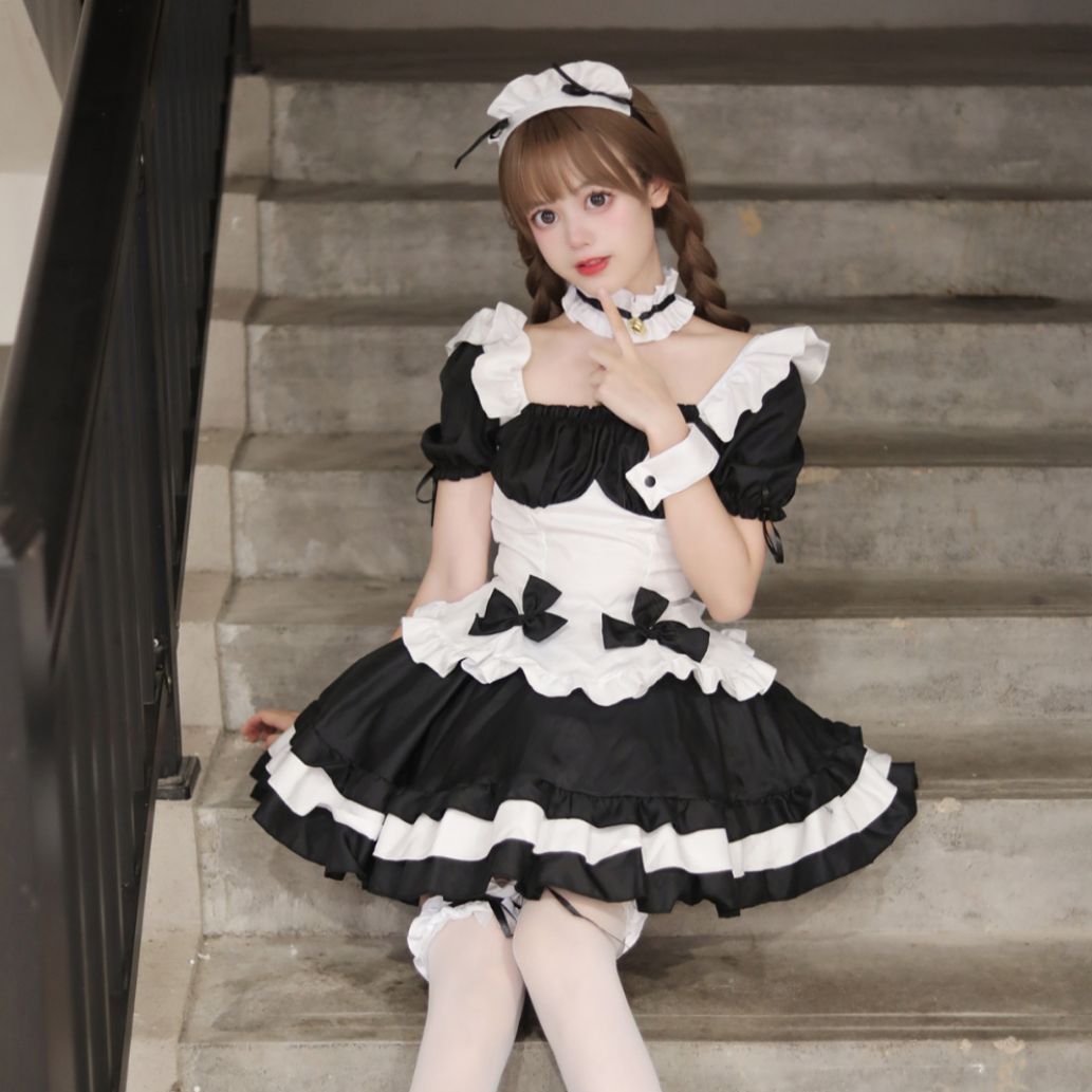 Black & White Maid Lolita Dress Costume