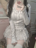 Sweet Cool Girl Lace Kawaii White Puffy Skirt