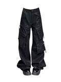 Sweet Cool Punk Black Wide-Leg Cargo Pants