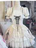 Historical Lace Garden Lolita Medieval Dress - Black & White