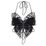 One Size Dark Butterfly Lace Suspender Top