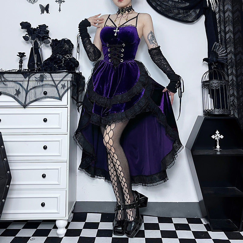 Historical Victorian Goth Velvet Slim Cross Dress