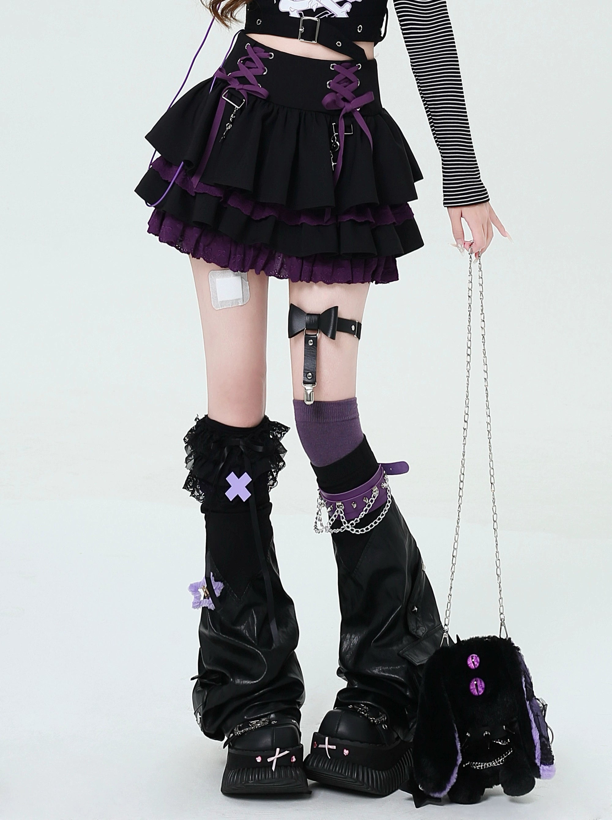 crazygirl [rebellious period] original y2k sweet cool yabi girl lace tutu cake skirt