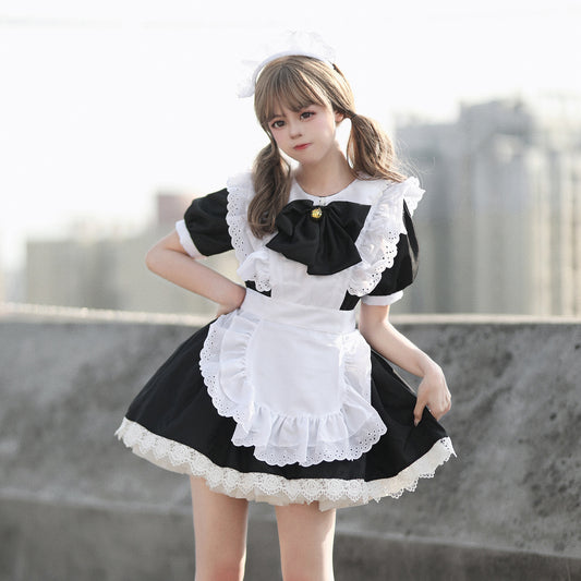 Japanese Cute Lolita Bunny Girl Cosplay Costume - Black and White Maid Dress