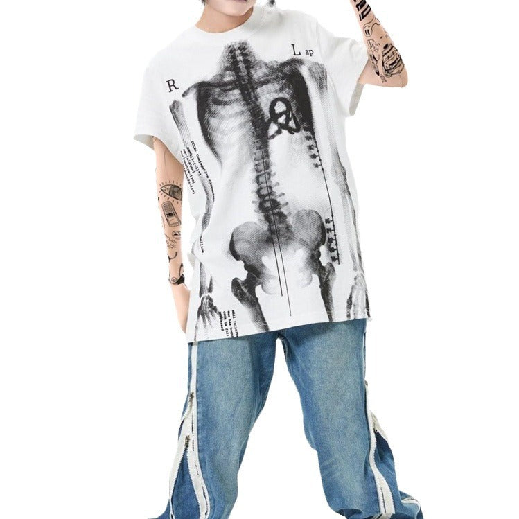 X-Ray Bone Print Punk Rock Short Sleeve T-shirt