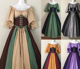 Historical Medieval Long Dress Short Flying Sleeves