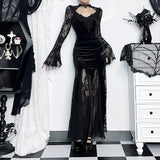 Wannathis Historical Victorian Gothic Lace Long-Sleeved Dress