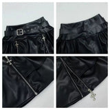 Crazygirl Punk Goth Cross Short Leather Belt Skirt