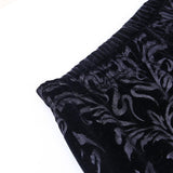 Goth Black Floral Pants Suede Embossed Casual