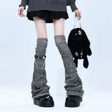 Y2K Chain Buckle Over-The-Knee Stacked Socks