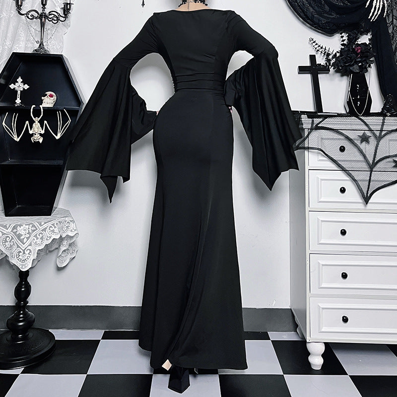 Slim Goth Gothic Long Dress & Expanded Sleeves