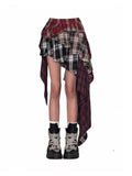 Y2K Plaid Stitch Punk Midi Skirt