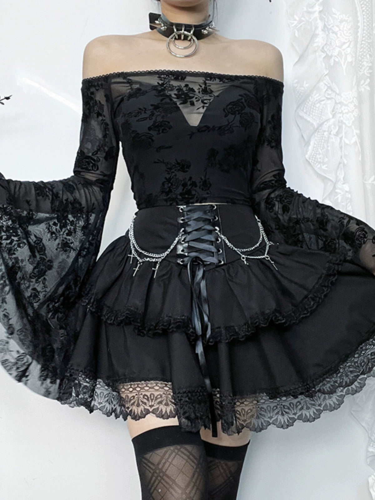 Y2K Gothic Lolita Double Dress Skirt Punk Cake Subculture Puffy