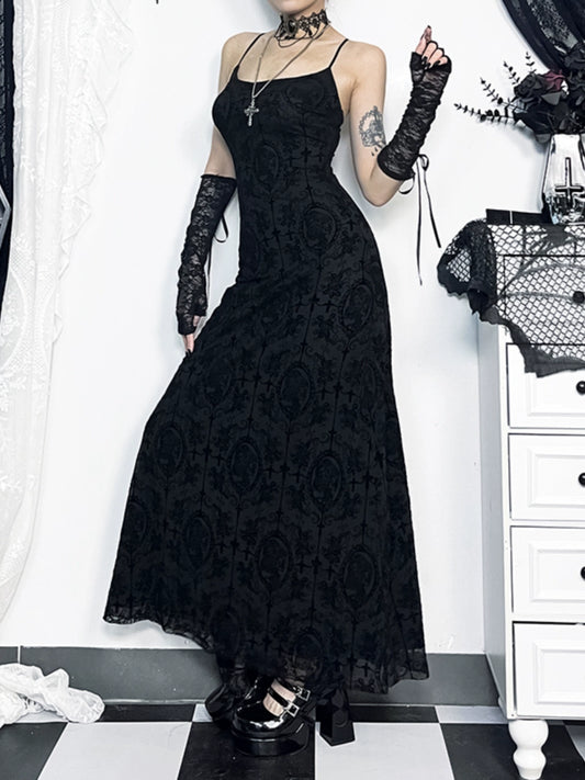 Wannathis Gothic Black Slip Dress: Abi-Waist Maxi Skirt - Subculture Hepburn Style