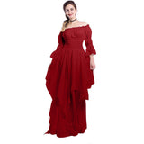 Historical Medieval Lace Trumpet Sleeve Dress Gothic Cosplay Princess Long Dress