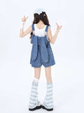 Crazygirl Kawaii Loose Young Girls Denim Overall