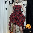 Hot Gothic Red and Black Plaid Punk Skirt - Rock Goth Dress