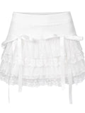 Sweet Cool Girl Lace Kawaii White Puffy Skirt