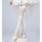 Lolita Bow Print Lace Over-the-Knee Stockings