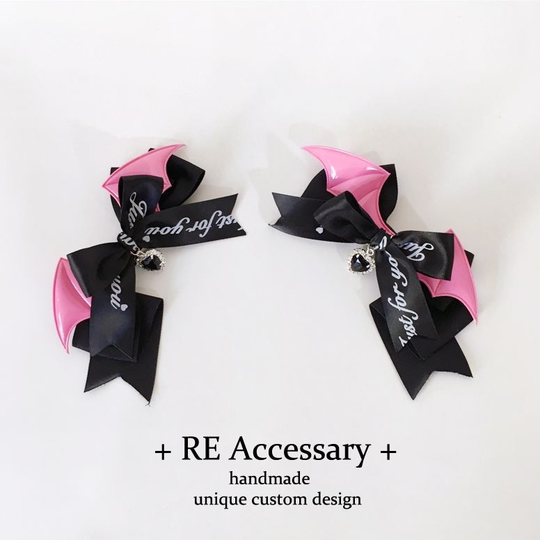 Original wings Lolita dark doll double ponytail hair ornament hot girl goth chain bud series mass production pair hairpin