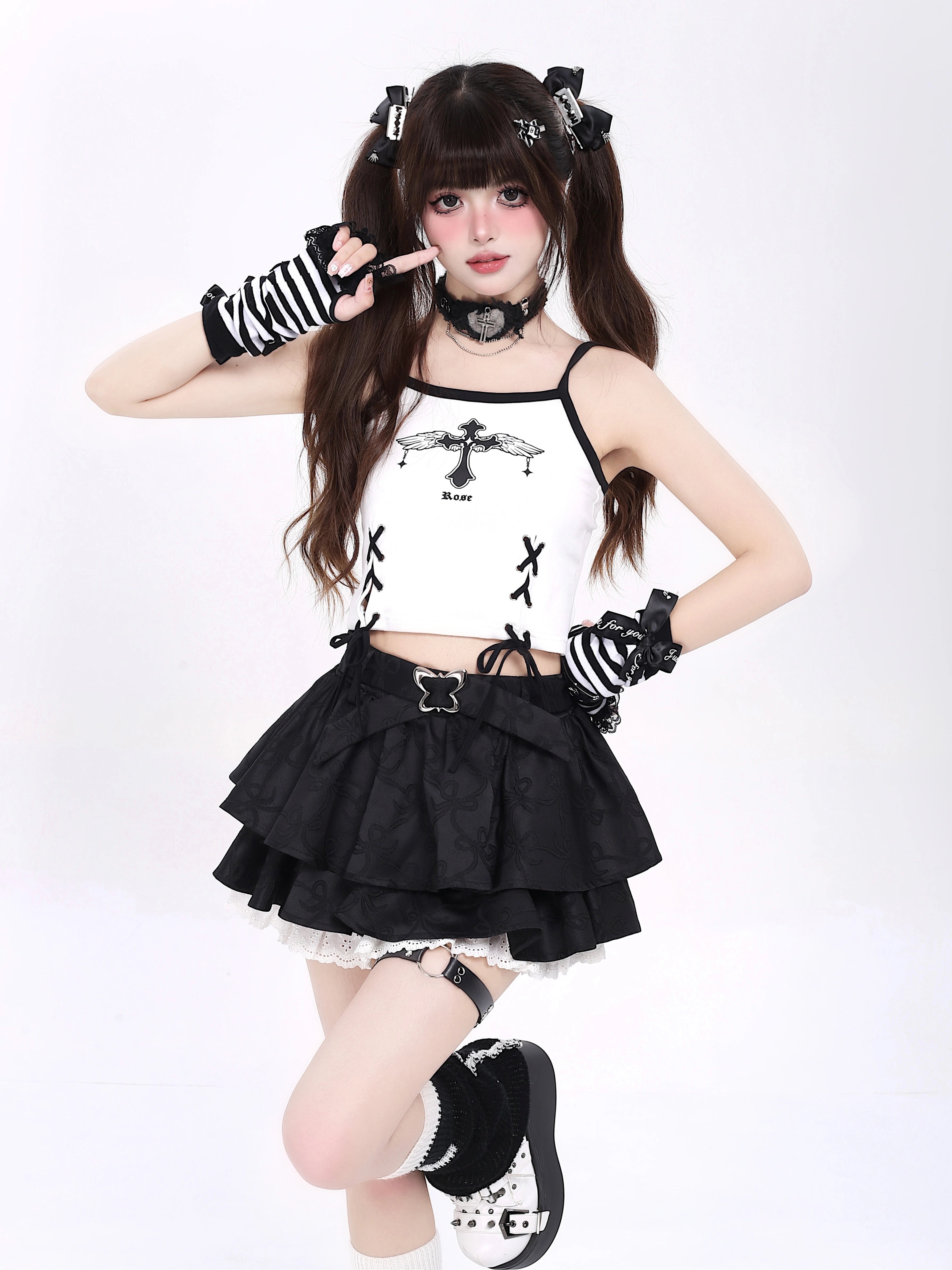 Crazygirl Kawaii Goth Hottie Strap Tank Top Camisole