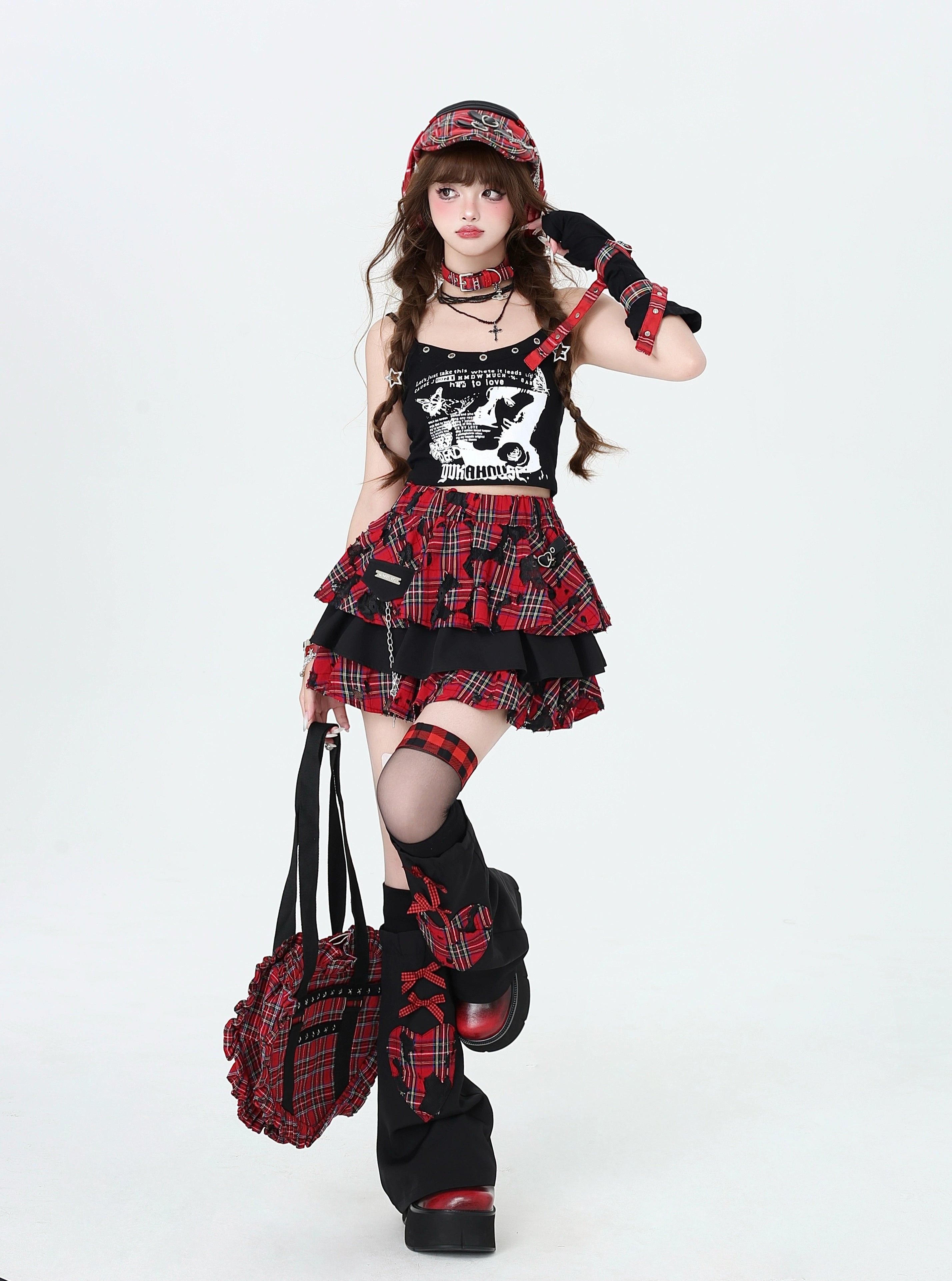 crazygirl [sabotage senpai] original punk rock babes subculture plaid heavy industry cake skirt