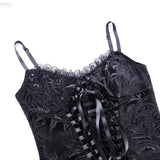 Gothic Dark Black Lace Camisole Corset V-neck Top