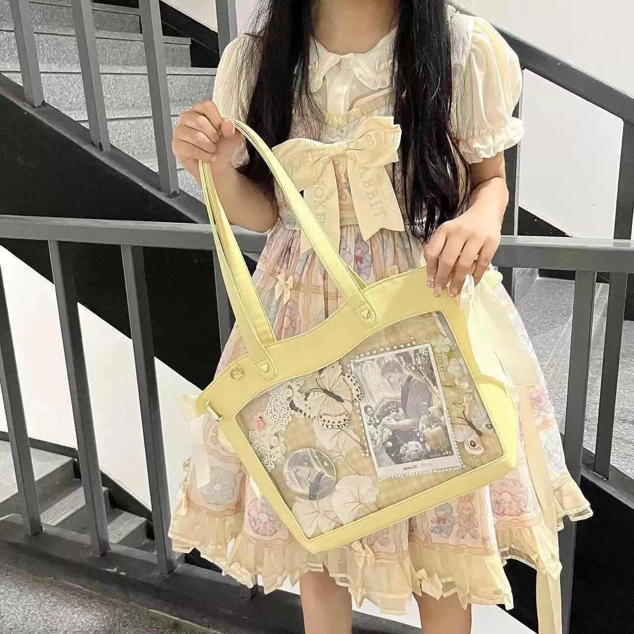 Seraphim Kawaii Lolita Mousse Tote Large Capacity Ribbon Ita Shoulder Bag