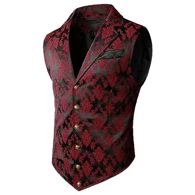 Men Paisley Suit Victorian Vest Steampunk Gothic Waistcoat Floral Vampire Tuxedo Renaissance Goth