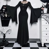 Slim Goth Gothic Long Dress & Expanded Sleeves