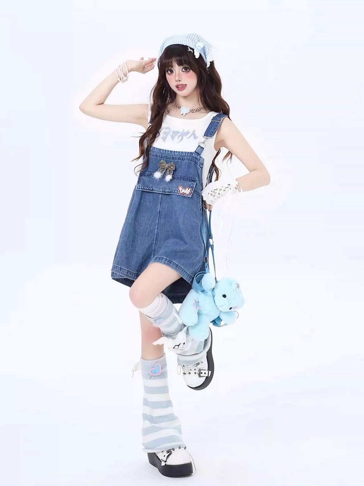 Crazygirl Kawaii Loose Young Girls Denim Overall