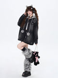 crazygirl [pragmatism] original cat ears sweet cool hooded fake two denim jacket top autumn girl