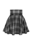 Black Plaid High Waist Swing Skirt