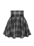 Black Plaid High Waist Swing Skirt