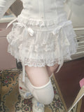 Sweet Cool Girl Lace Kawaii White Puffy Skirt