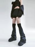 Solost, dark function, wind leg cover, RO threaded leather panel, three-dimensional pocket, niche over-the-knee flared sock cover