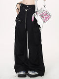 CrazyGirl Kawaii Goth Punk Casual Street Cargo Trousers Waist Chain