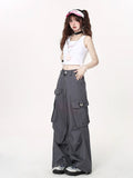 CrazyGirl Kawaii Goth Punk Casual Street Cargo Trousers Waist Chain