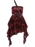 Hot Gothic Red and Black Plaid Punk Skirt - Rock Goth Dress