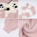 crazygirl [Ghost Paradise] subculture cute, soft and versatile imitation mink hair pullover scarf sweater