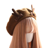 Japanese Soft Girl Antler Beret, Cute Deer Biscuit Design