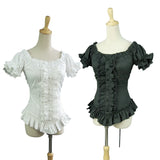 Lace Garden Lace One-Shoulder Short-Sleeved Cotton Lolita Shirt