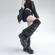 Leather Over-the-Knee Leg Covers Socks with Pocket