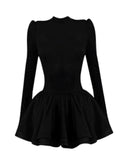 Spot daughter little black dress princess dress women's autumn and winter coat with a half-high neck waist knitted skirt tutu skirt