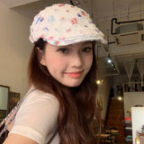 Japanese Y2K Big Head Circumference Niche Design Aged Hole Oil Painting Forward Hat Female Face Minor Subculture Painter Hat