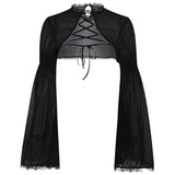 Gothic Lace Lolita Small Shawl Top Sleeves Black Coat - Lolita Overcoat