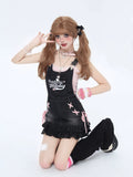 Crazygirl Kawaii Sweet Small Girl Embroidered Bow Lace Short Skirt