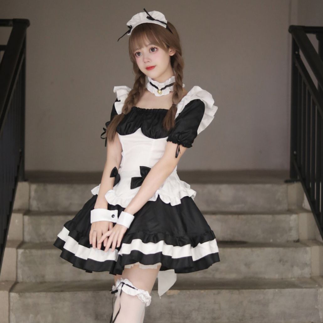 Black & White Maid Lolita Dress Costume